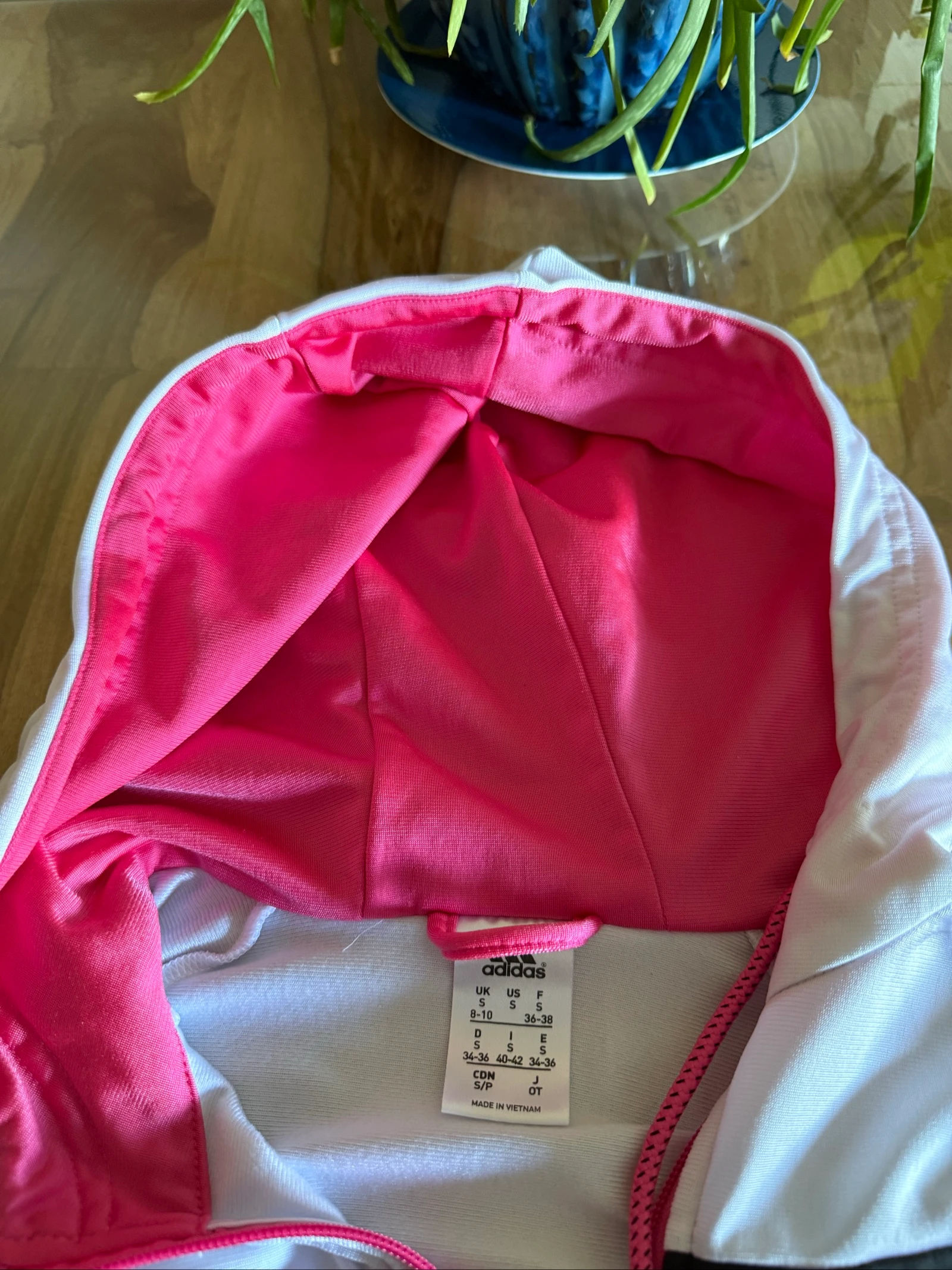 Veste Adidas femme S rosa preto branco com capuz zipeado esporte 14-16 anos – photo 9